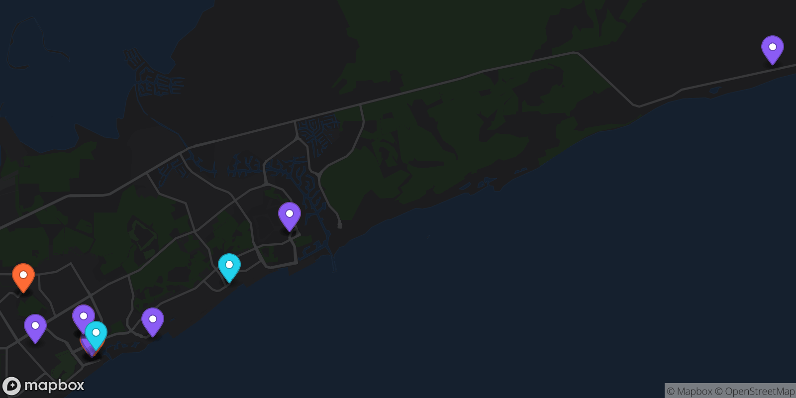 Map showing 18 locations