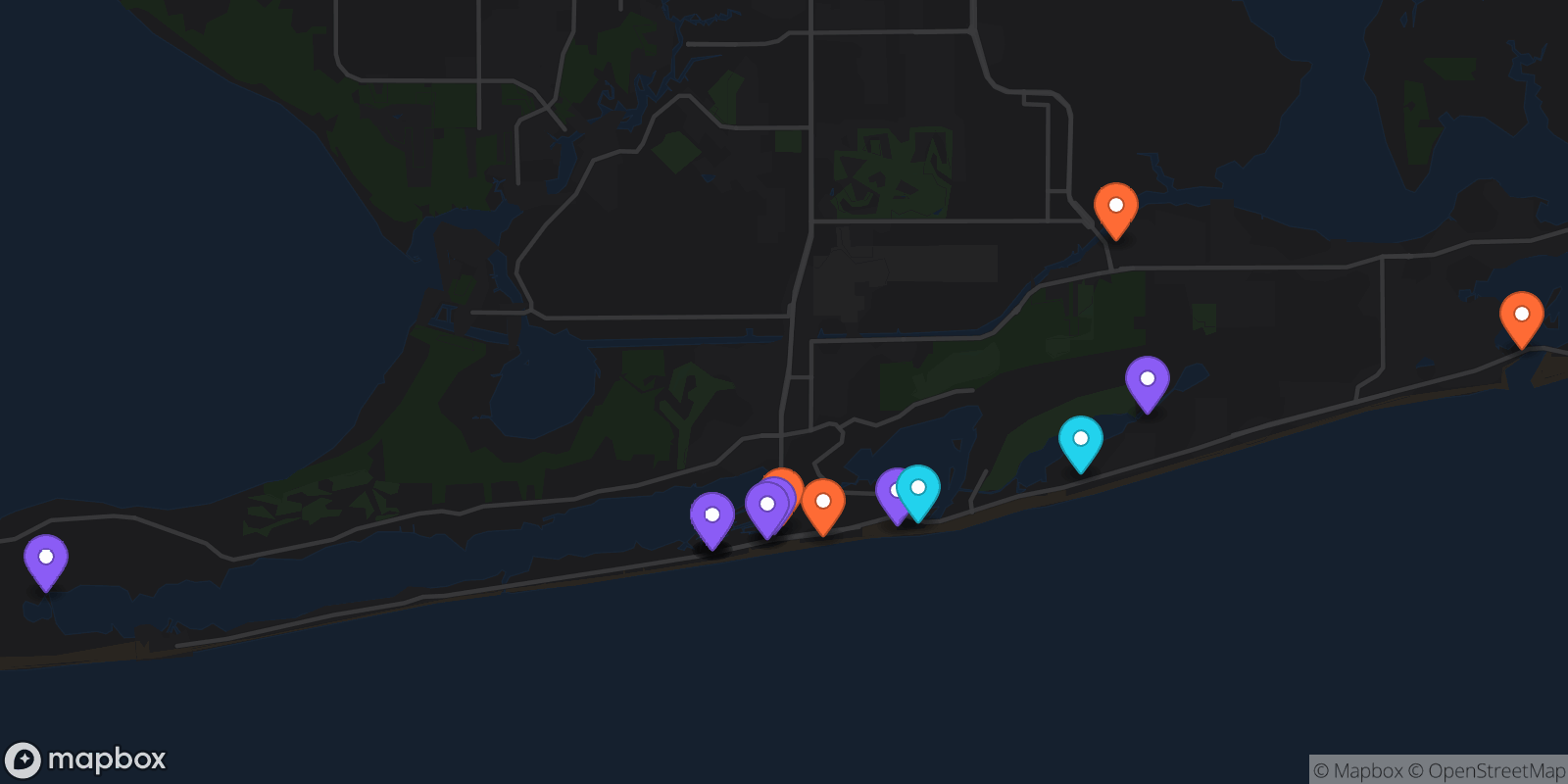 Map showing 16 locations