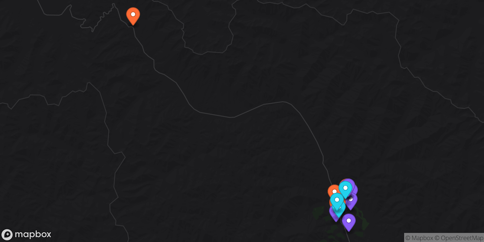 Map showing 33 locations