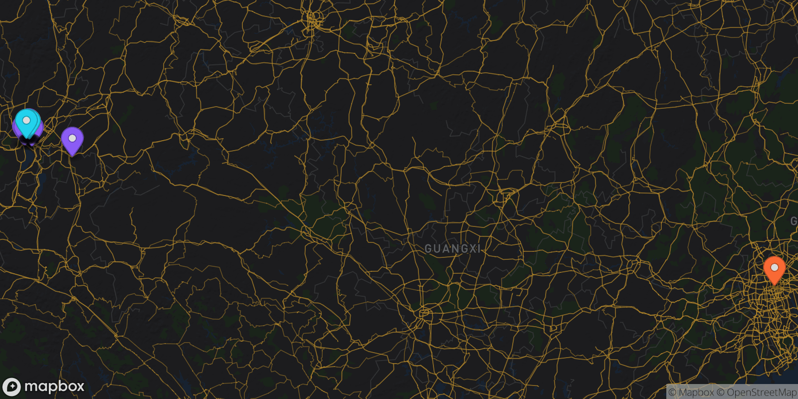 Map showing 36 locations