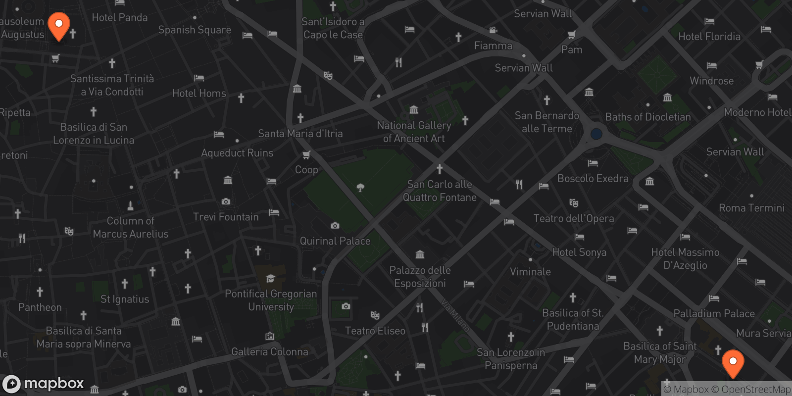 Map showing 2 locations