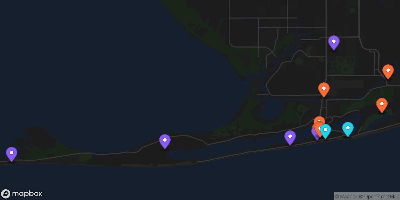 Map showing 15 locations