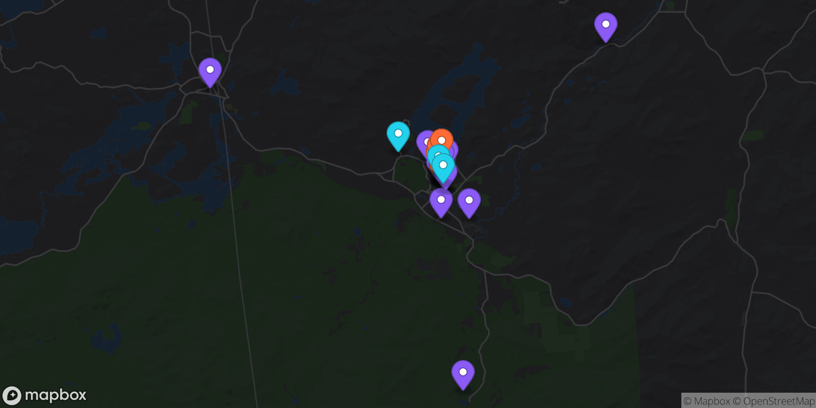 Map showing 44 locations