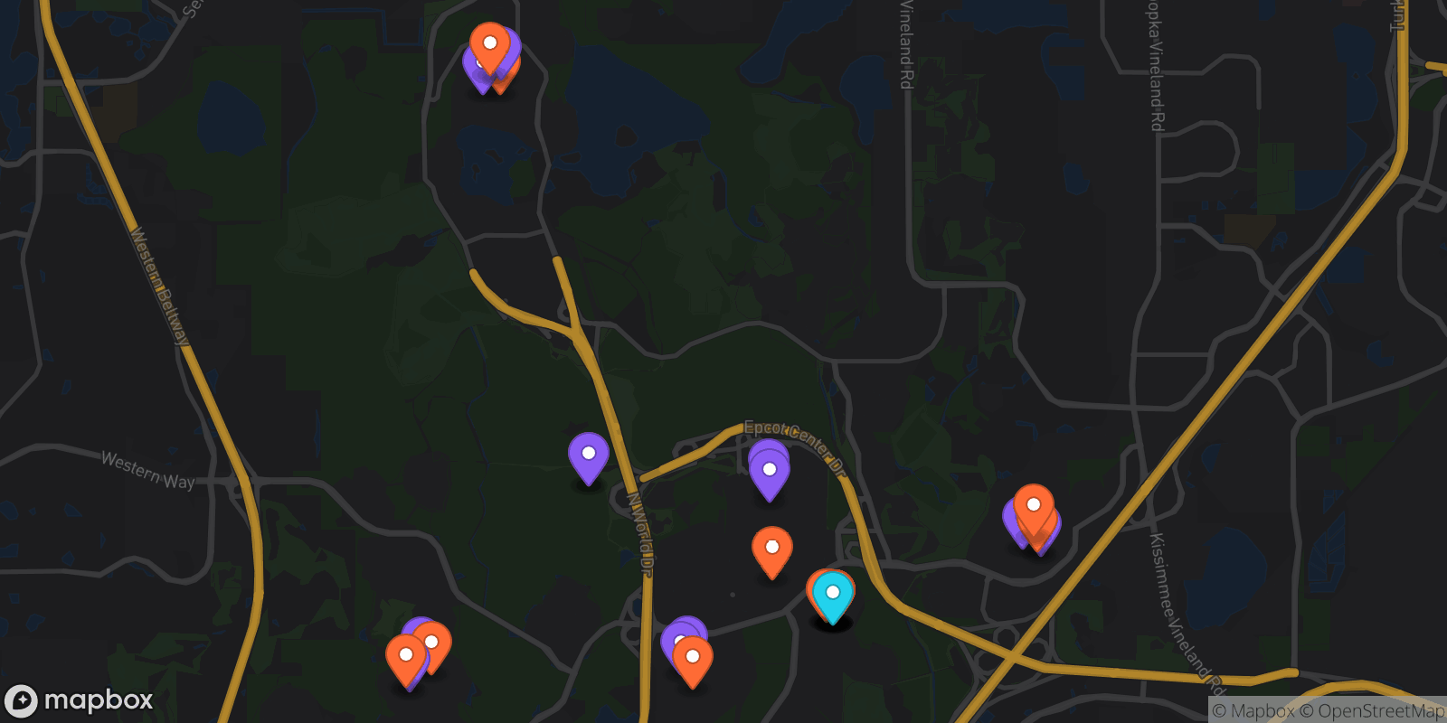 Map showing 36 locations