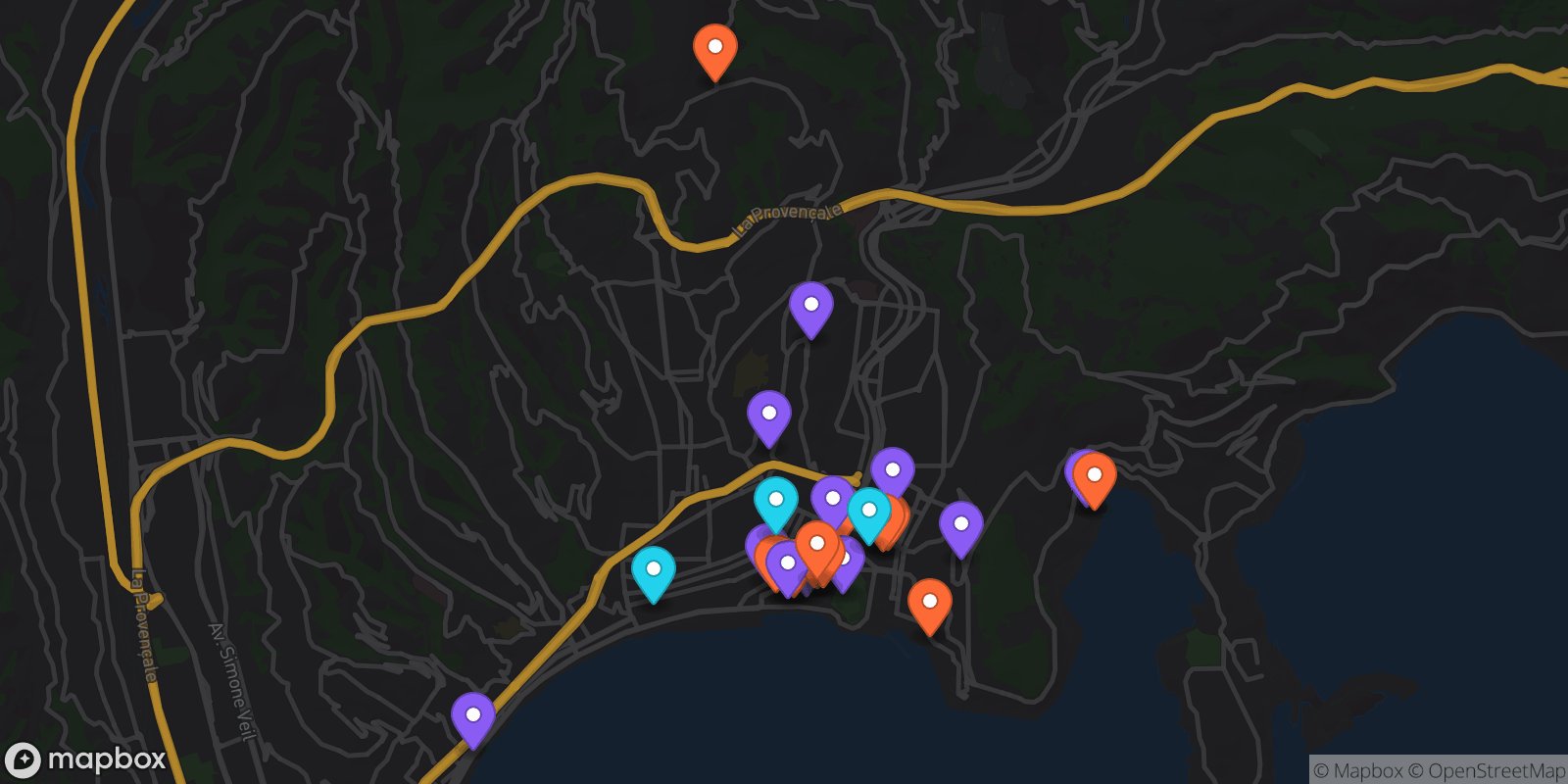 Map showing 26 locations