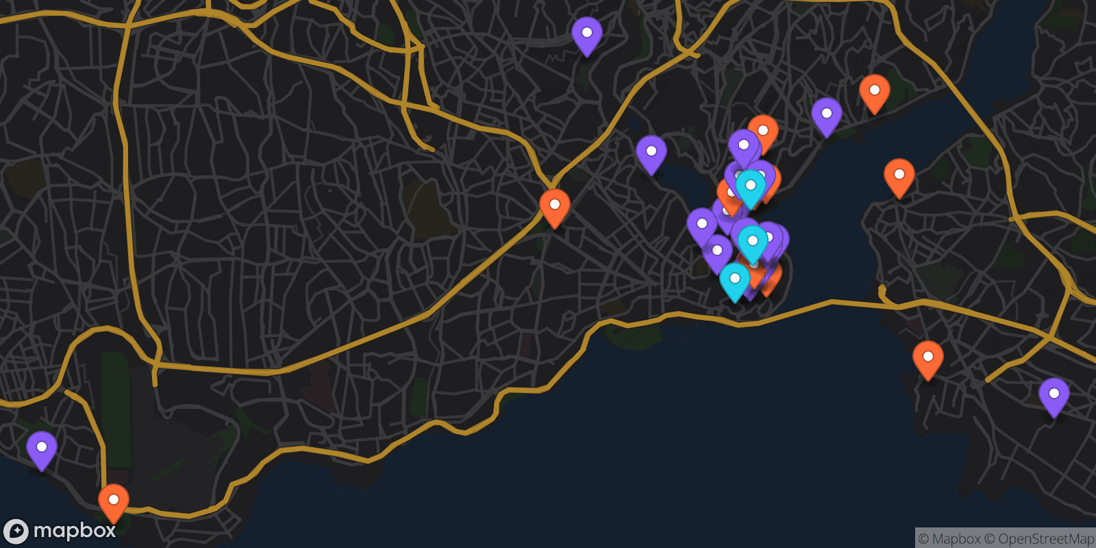 Map showing 38 locations