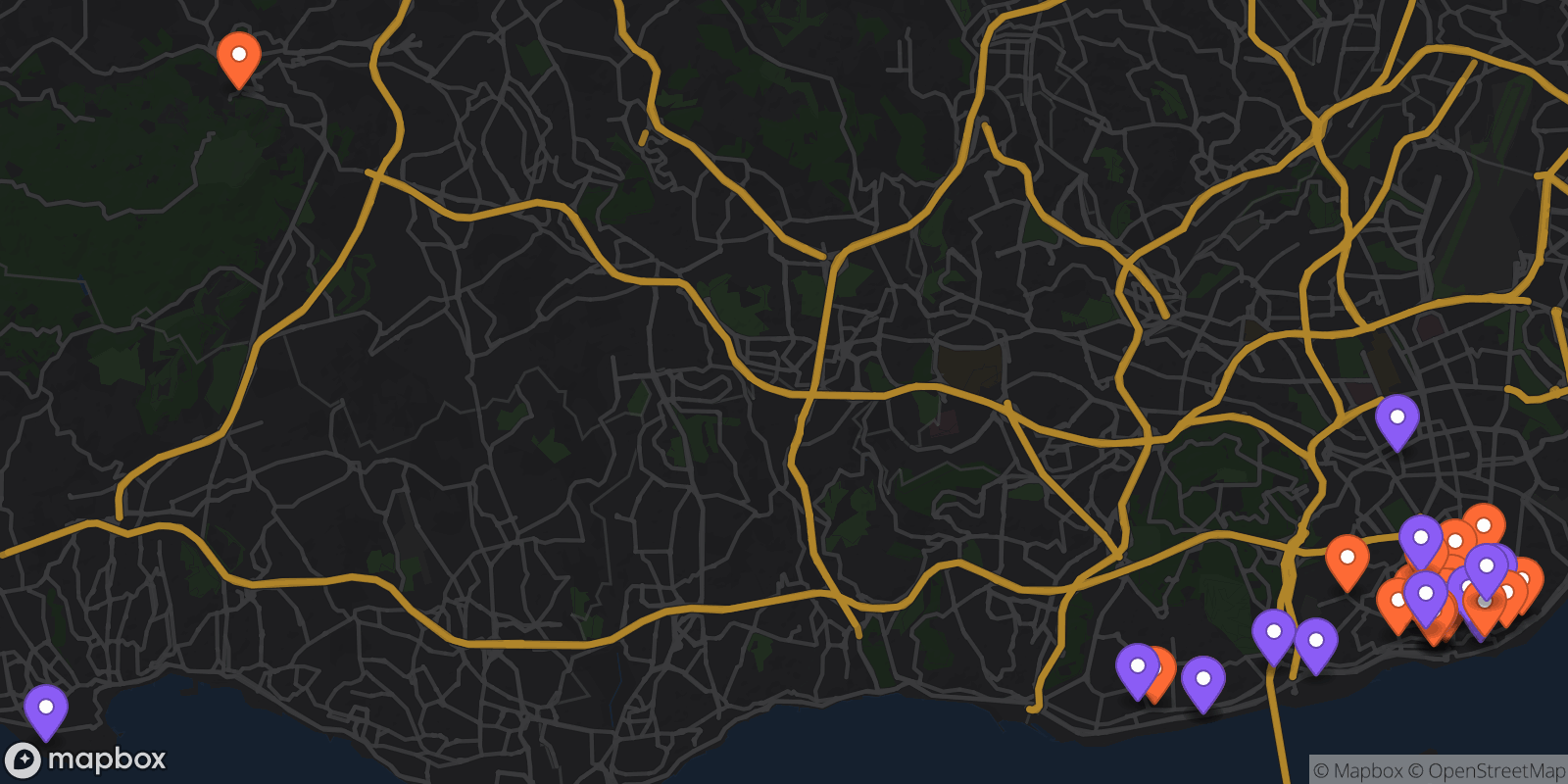 Map showing 37 locations