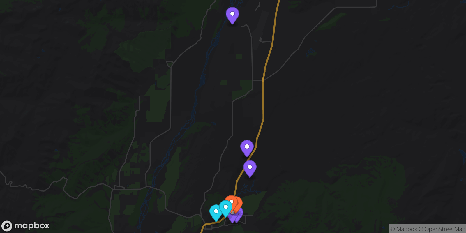 Map showing 12 locations