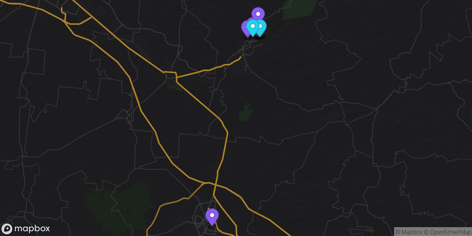 Map showing 9 locations