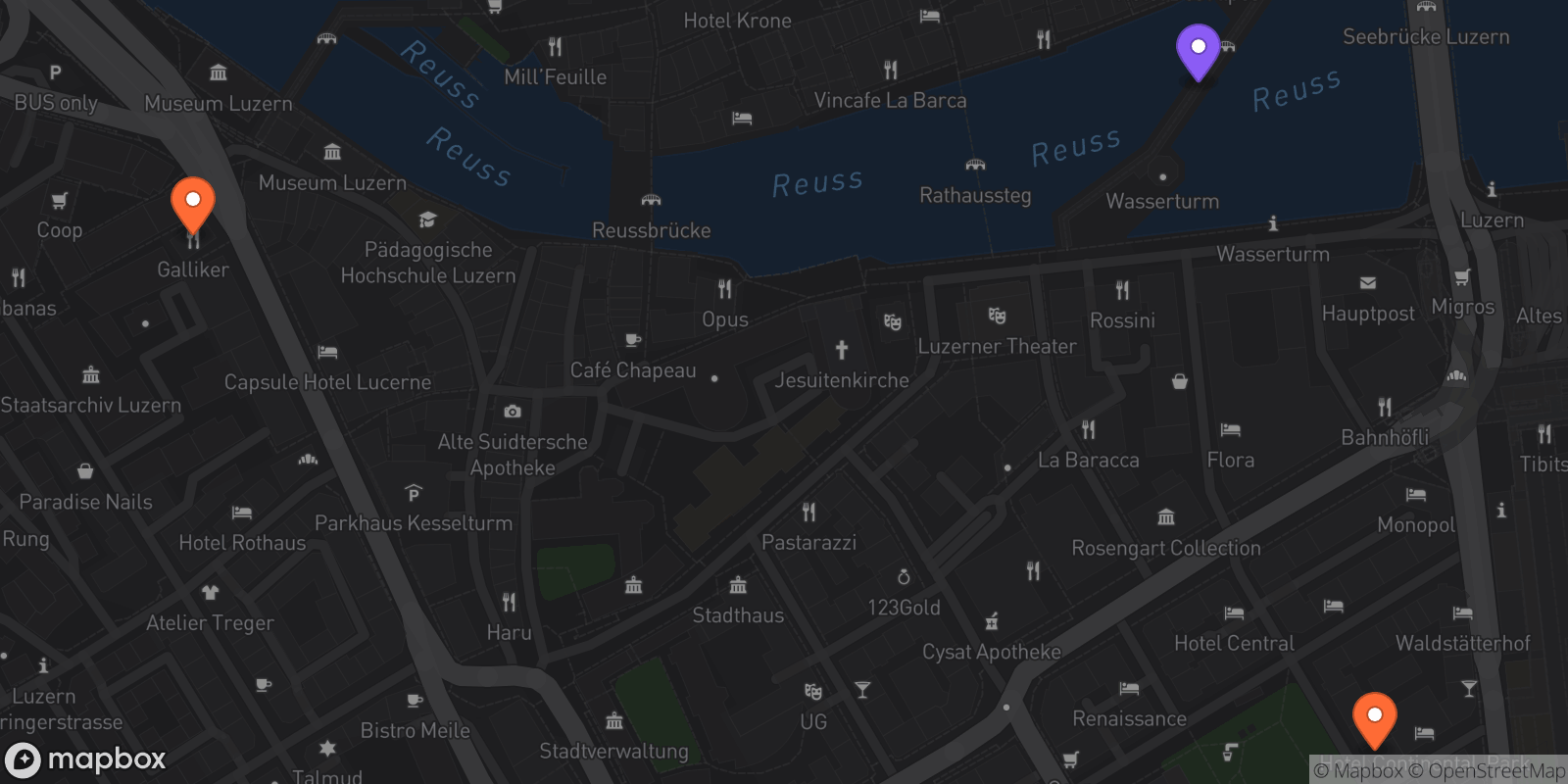 Map showing 3 locations