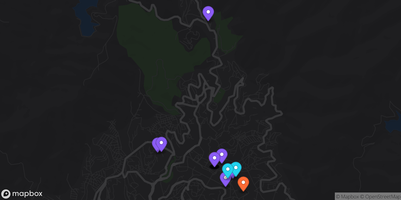 Map showing 18 locations
