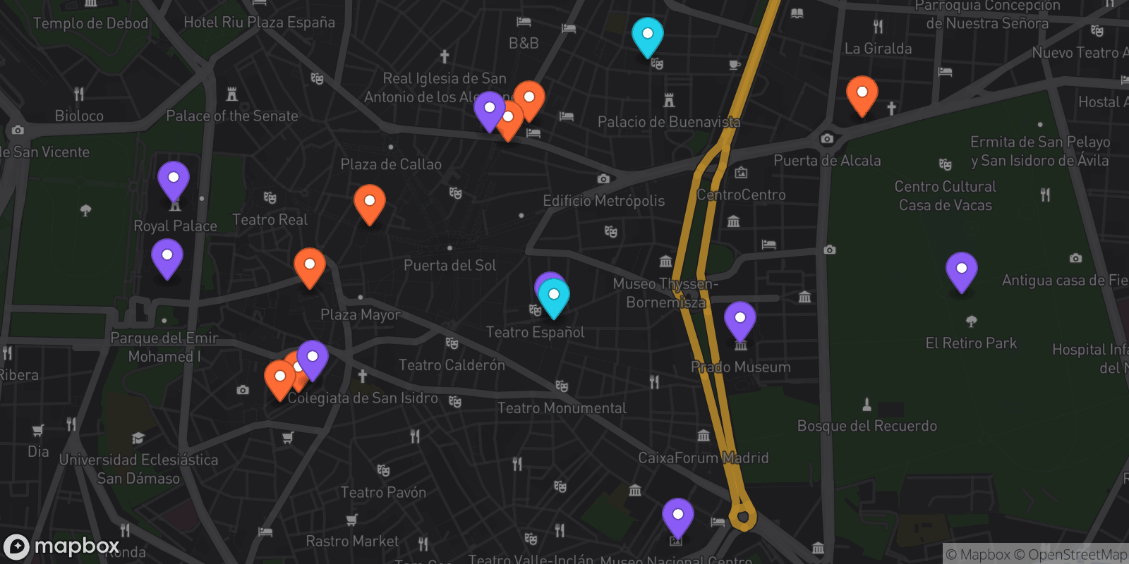 Map showing 17 locations