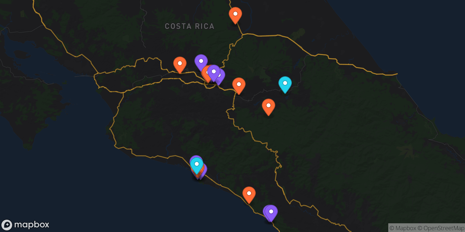 Map showing 23 locations