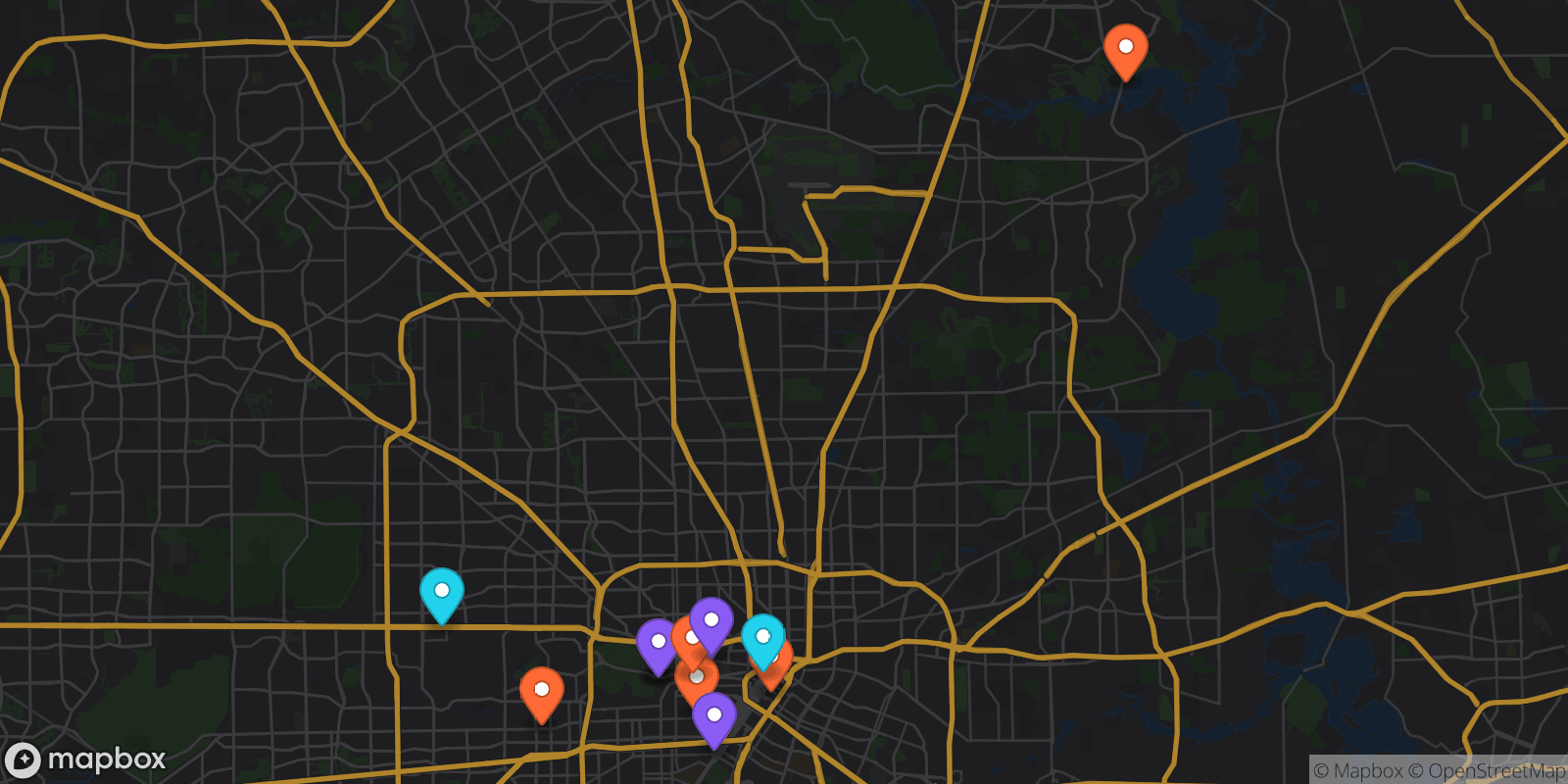 Map showing 12 locations