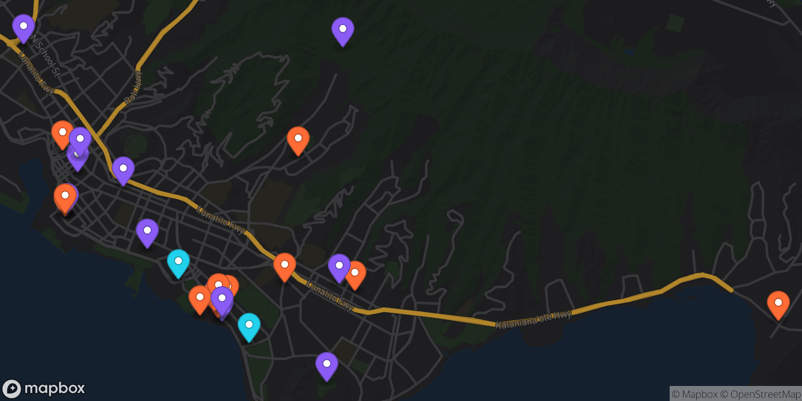 Map showing 28 locations
