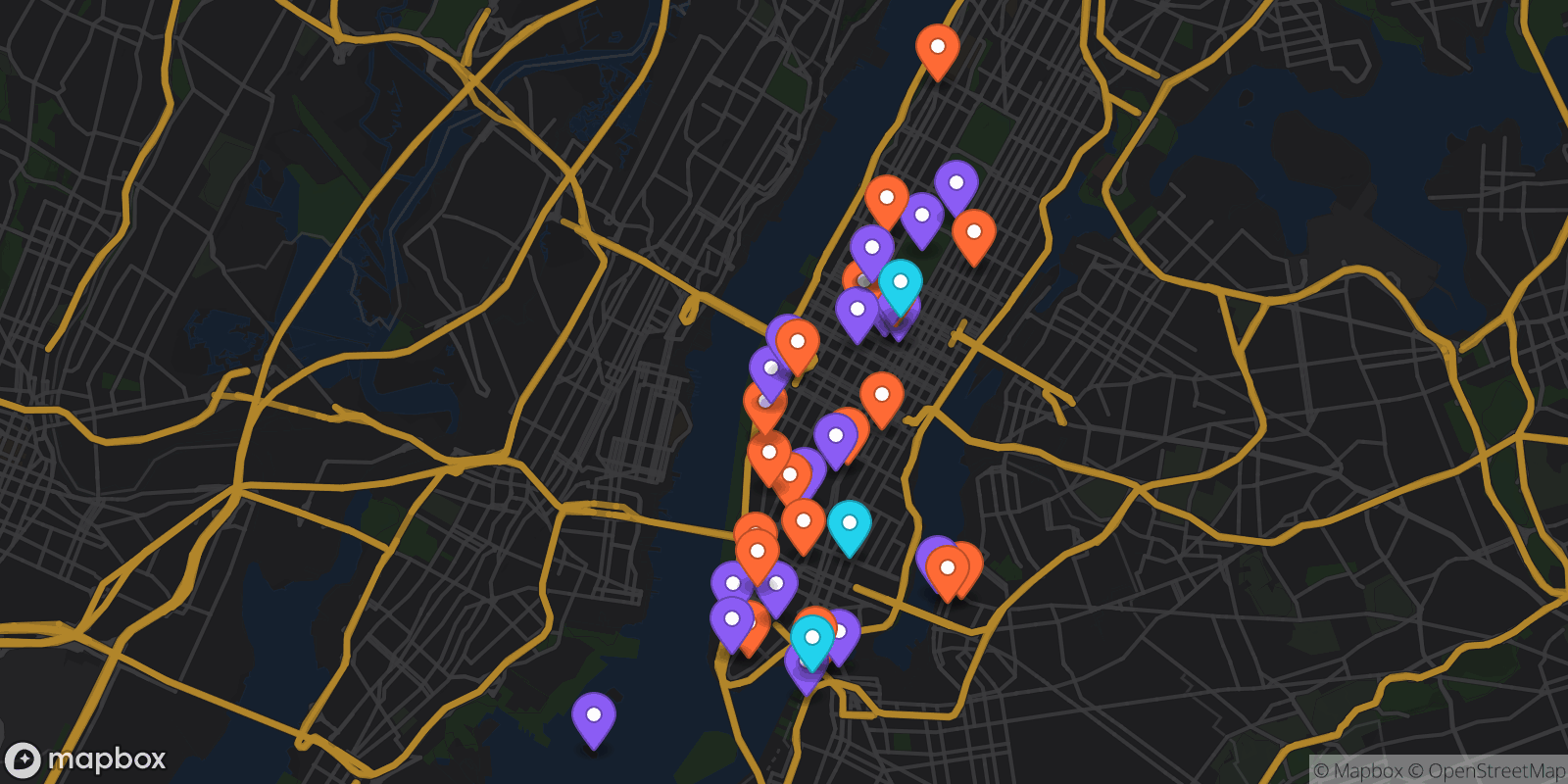 Map showing 41 locations