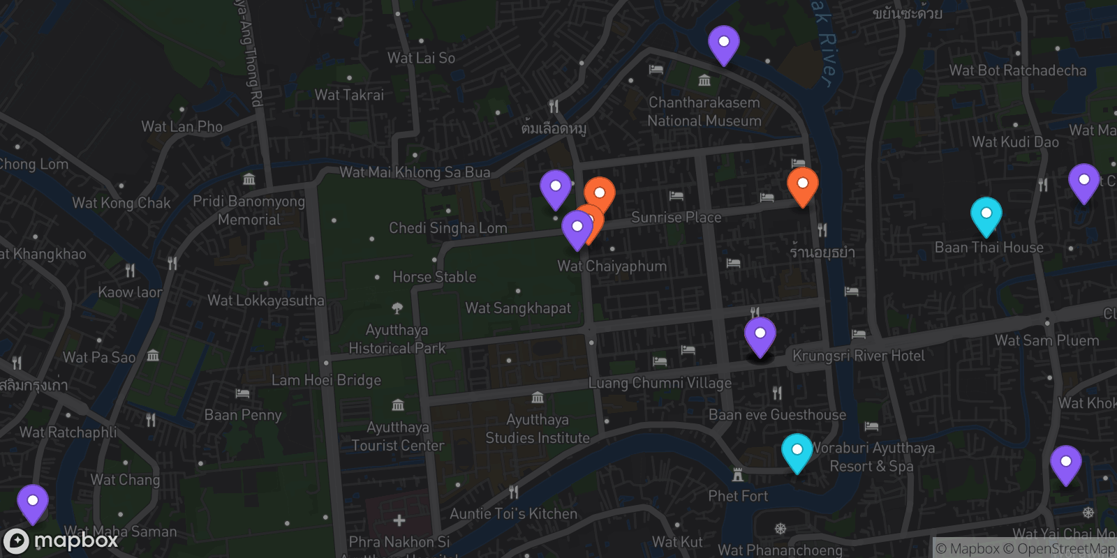 Map showing 16 locations