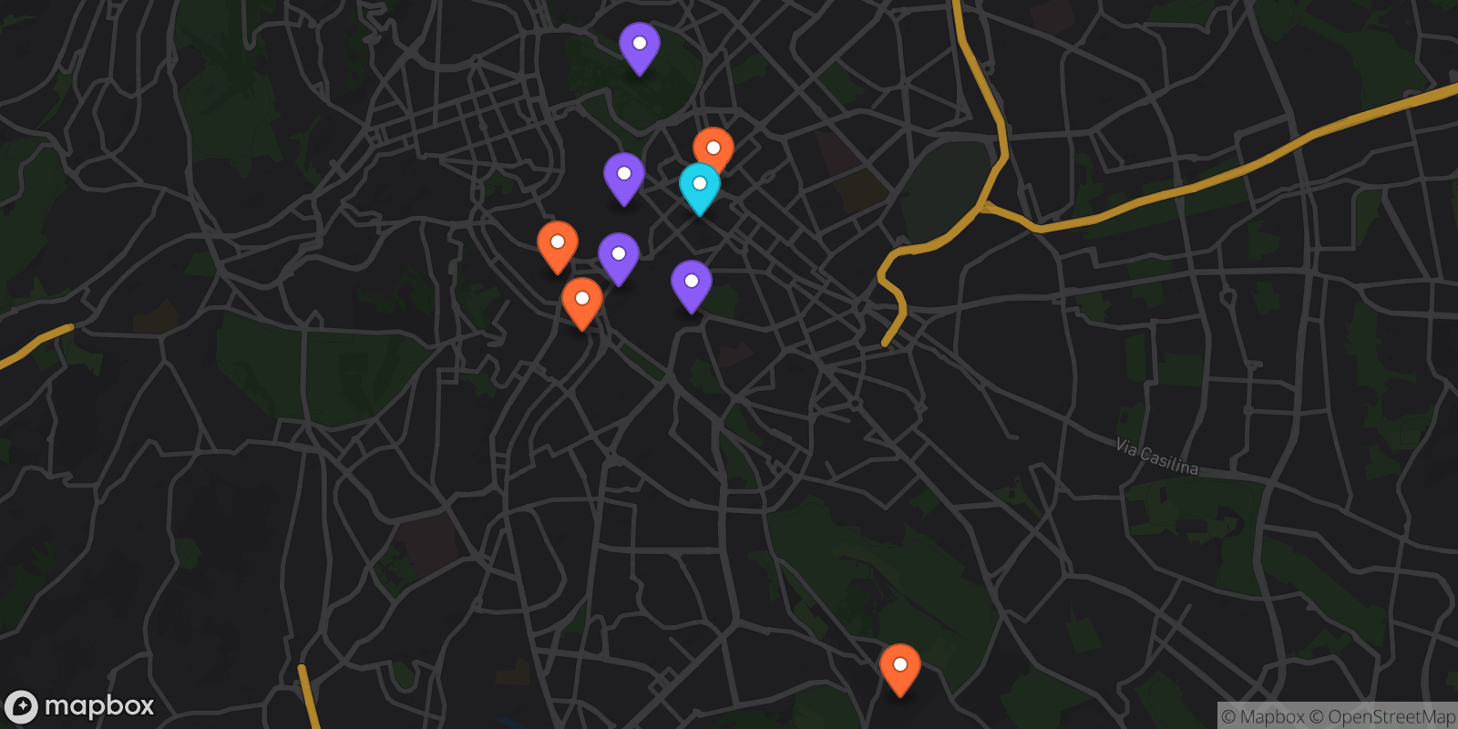 Map showing 9 locations