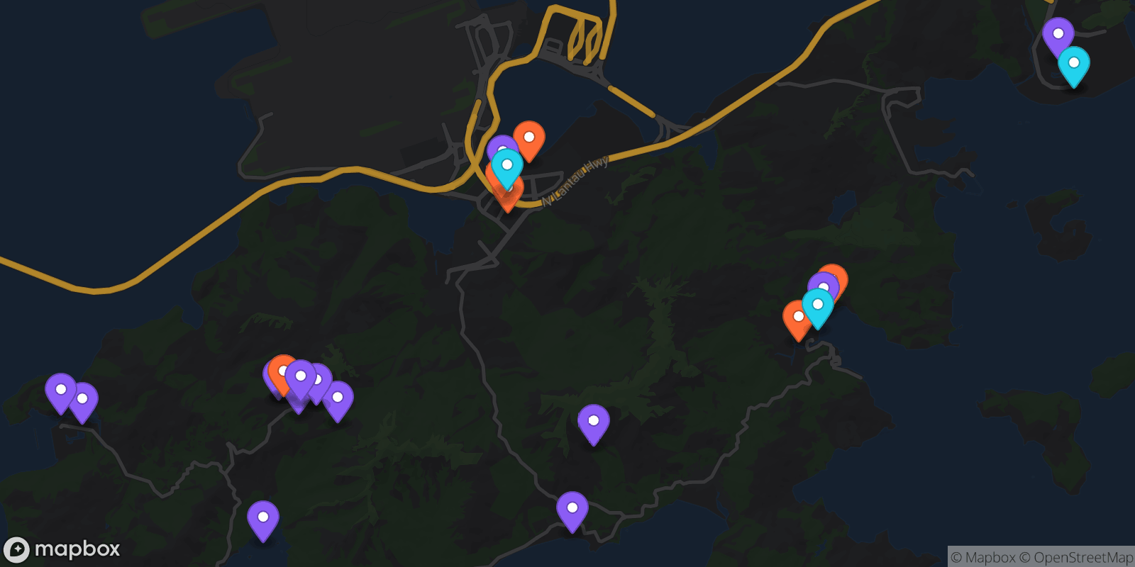 Map showing 26 locations