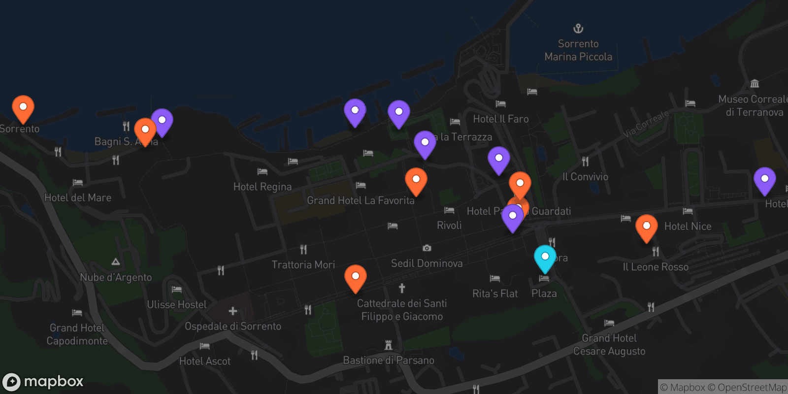 Map showing 15 locations