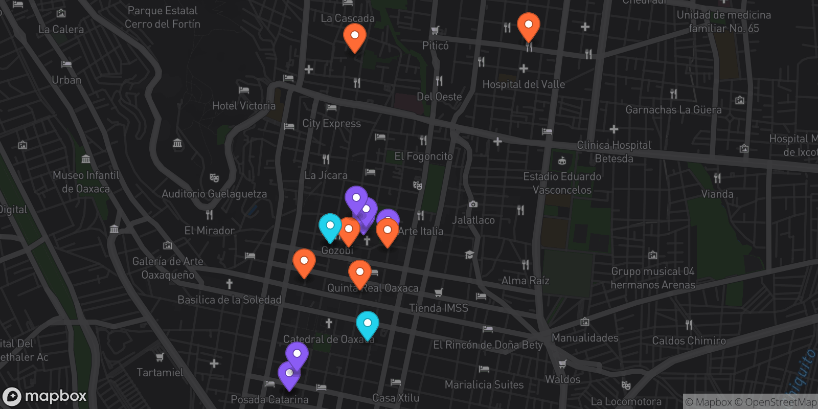 Map showing 16 locations