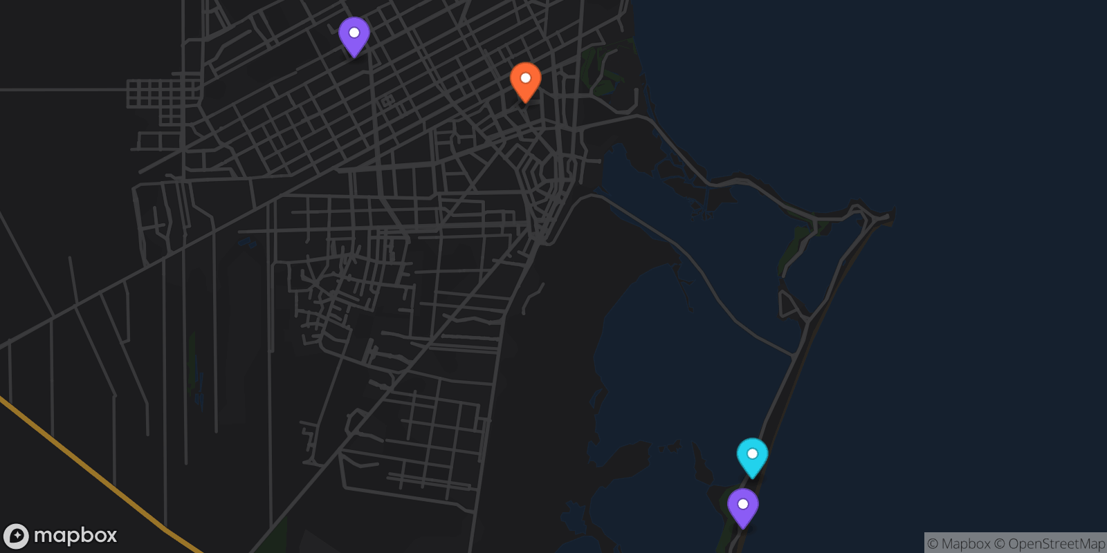 Map showing 4 locations