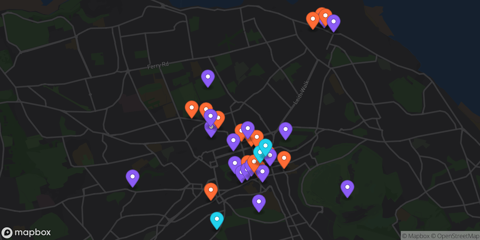 Map showing 35 locations