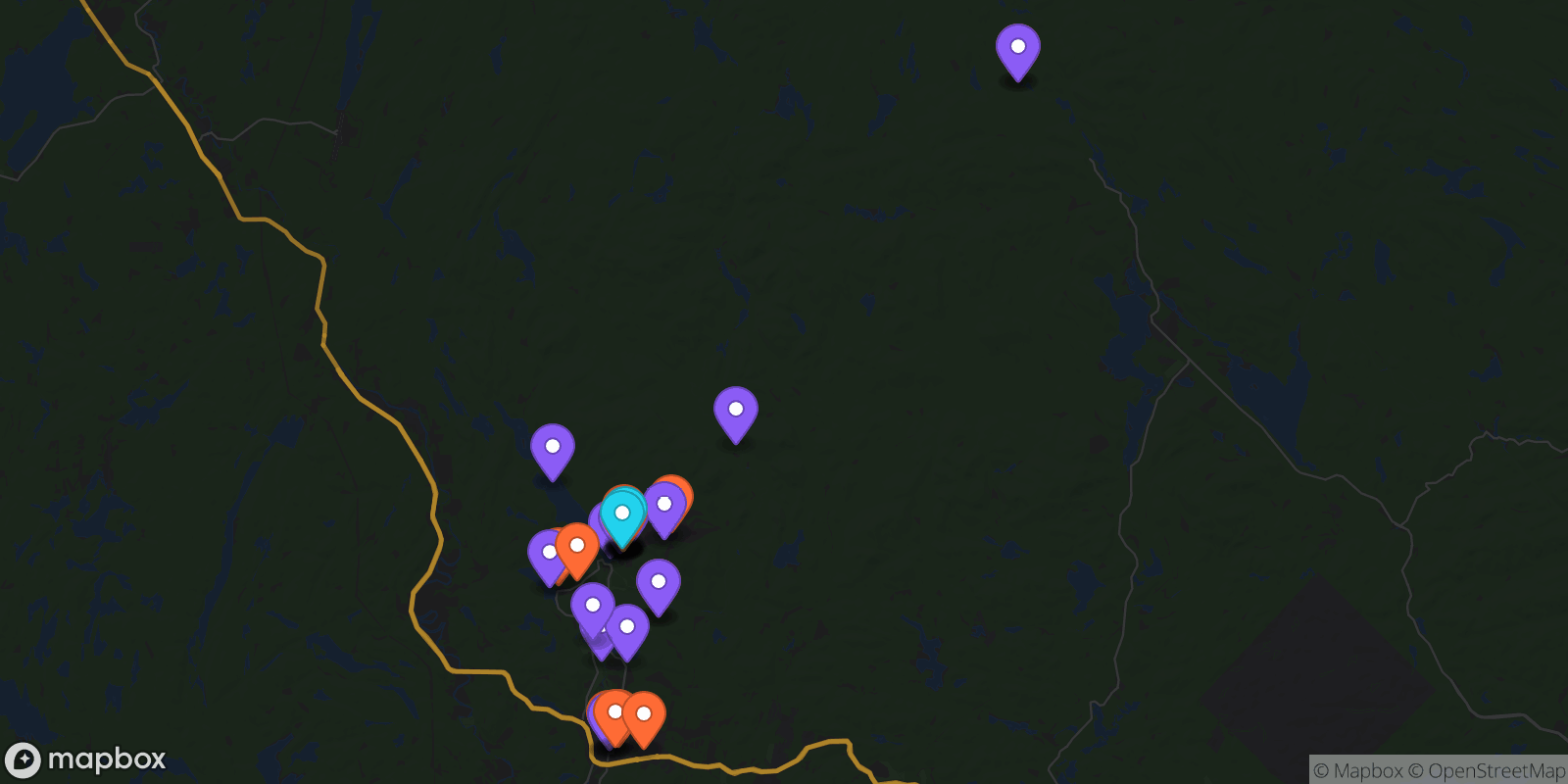 Map showing 36 locations