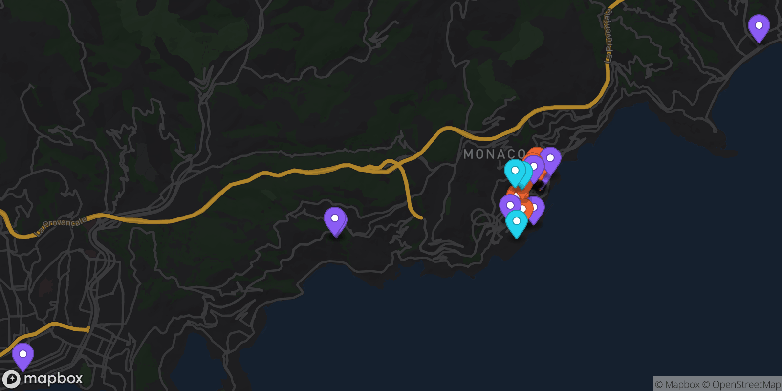 Map showing 33 locations