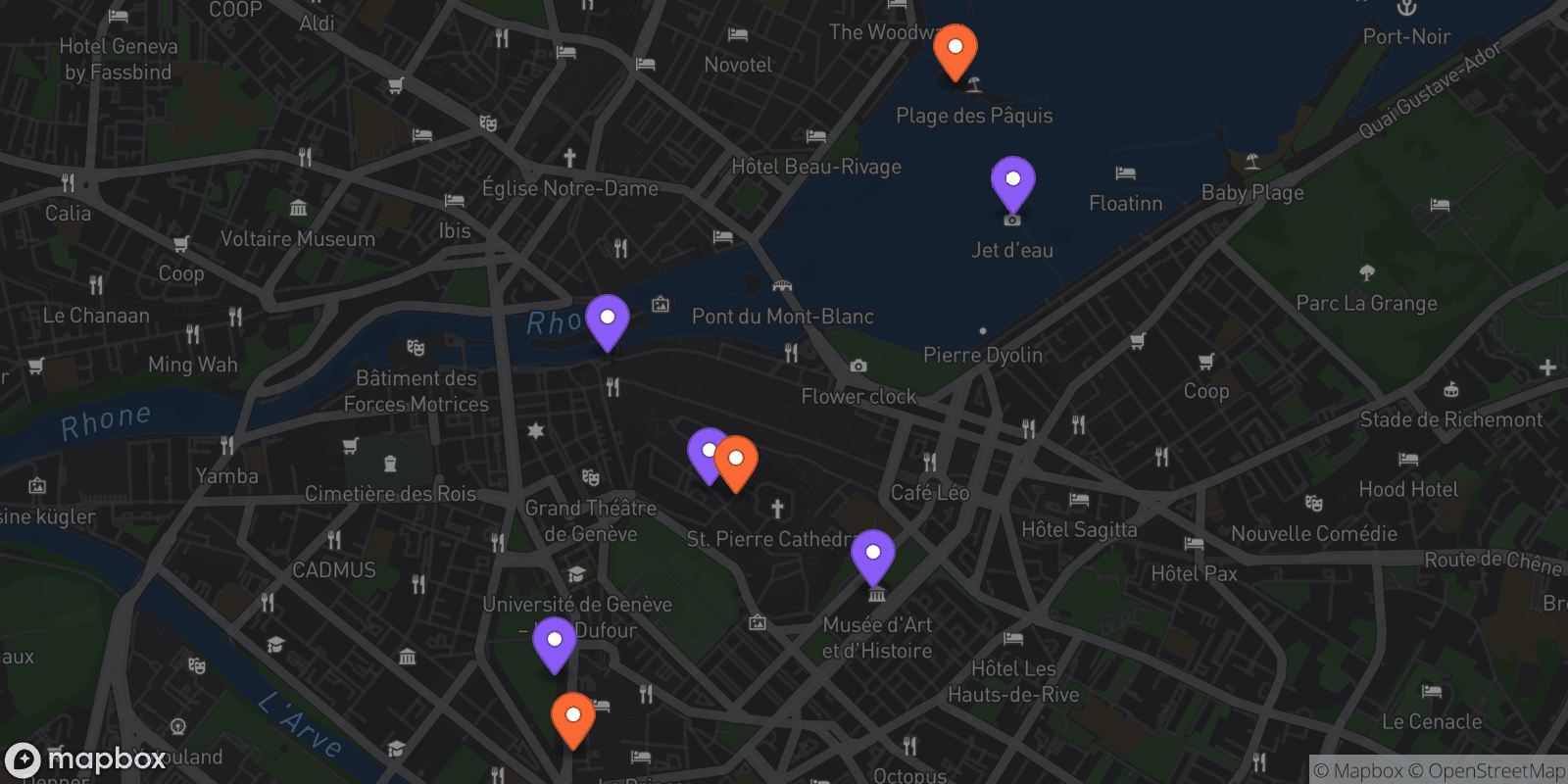 Map showing 8 locations
