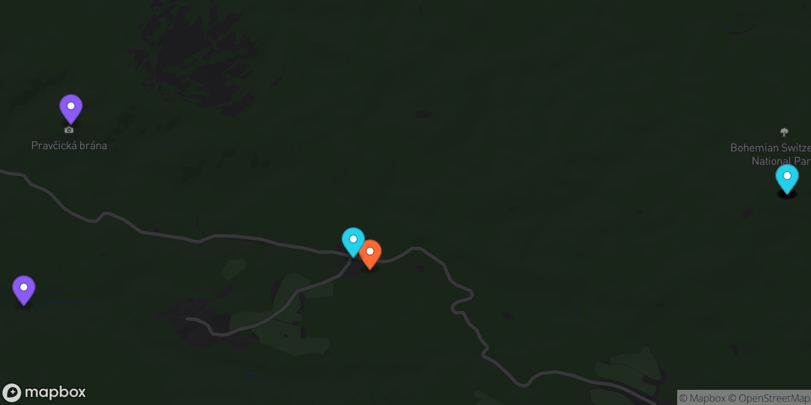 Map showing 10 locations