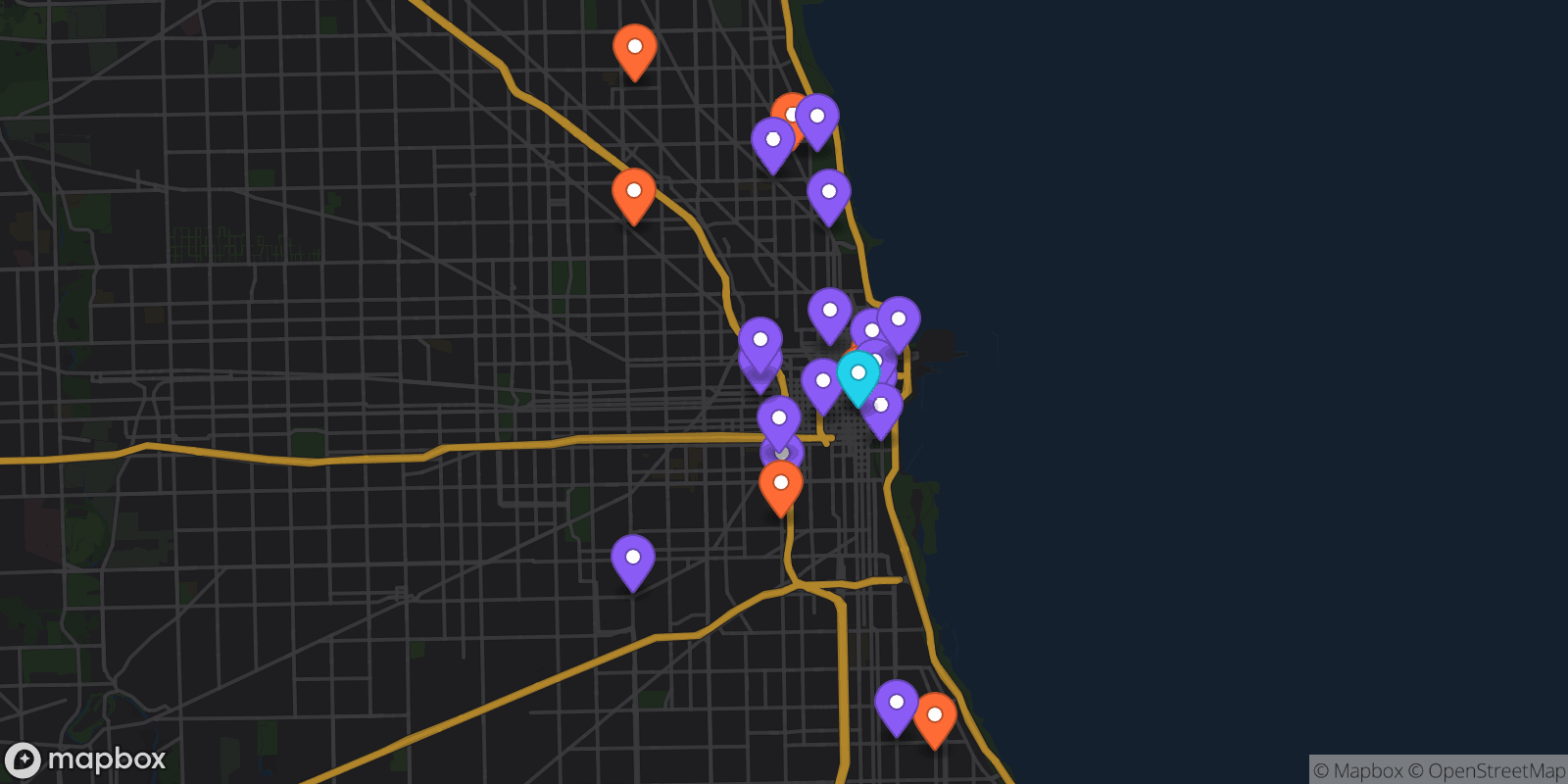 Map showing 24 locations