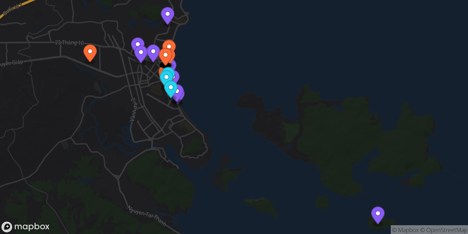 Map showing 42 locations