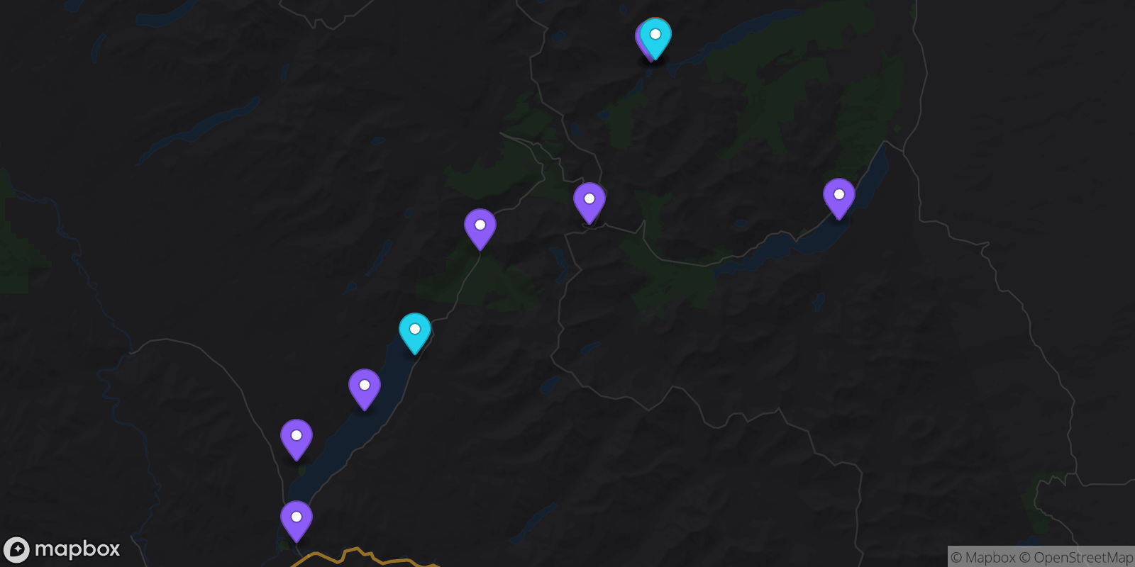 Map showing 11 locations