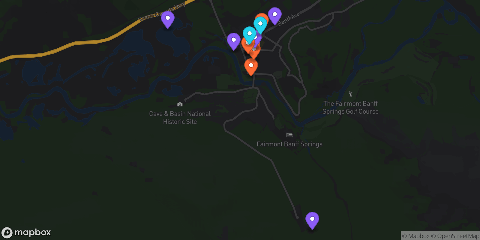 Map showing 15 locations