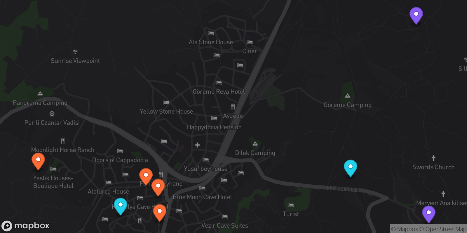 Map showing 8 locations