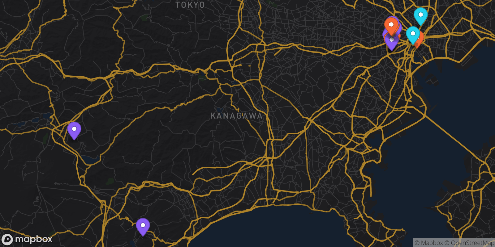 Map showing 14 locations