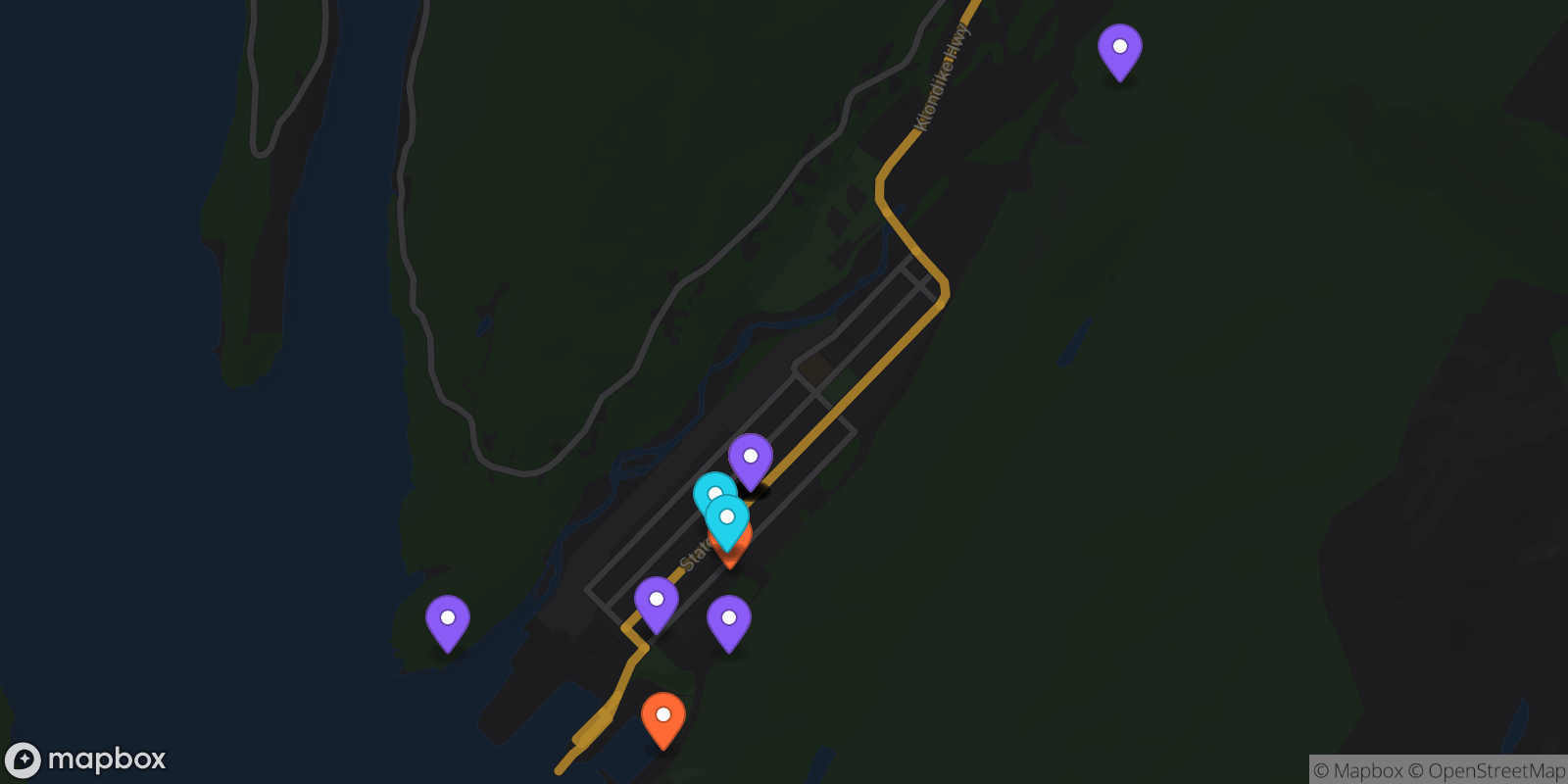 Map showing 17 locations