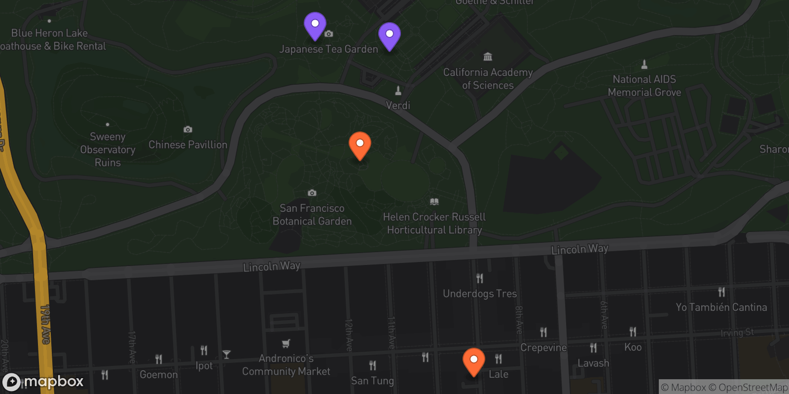 Map showing 4 locations