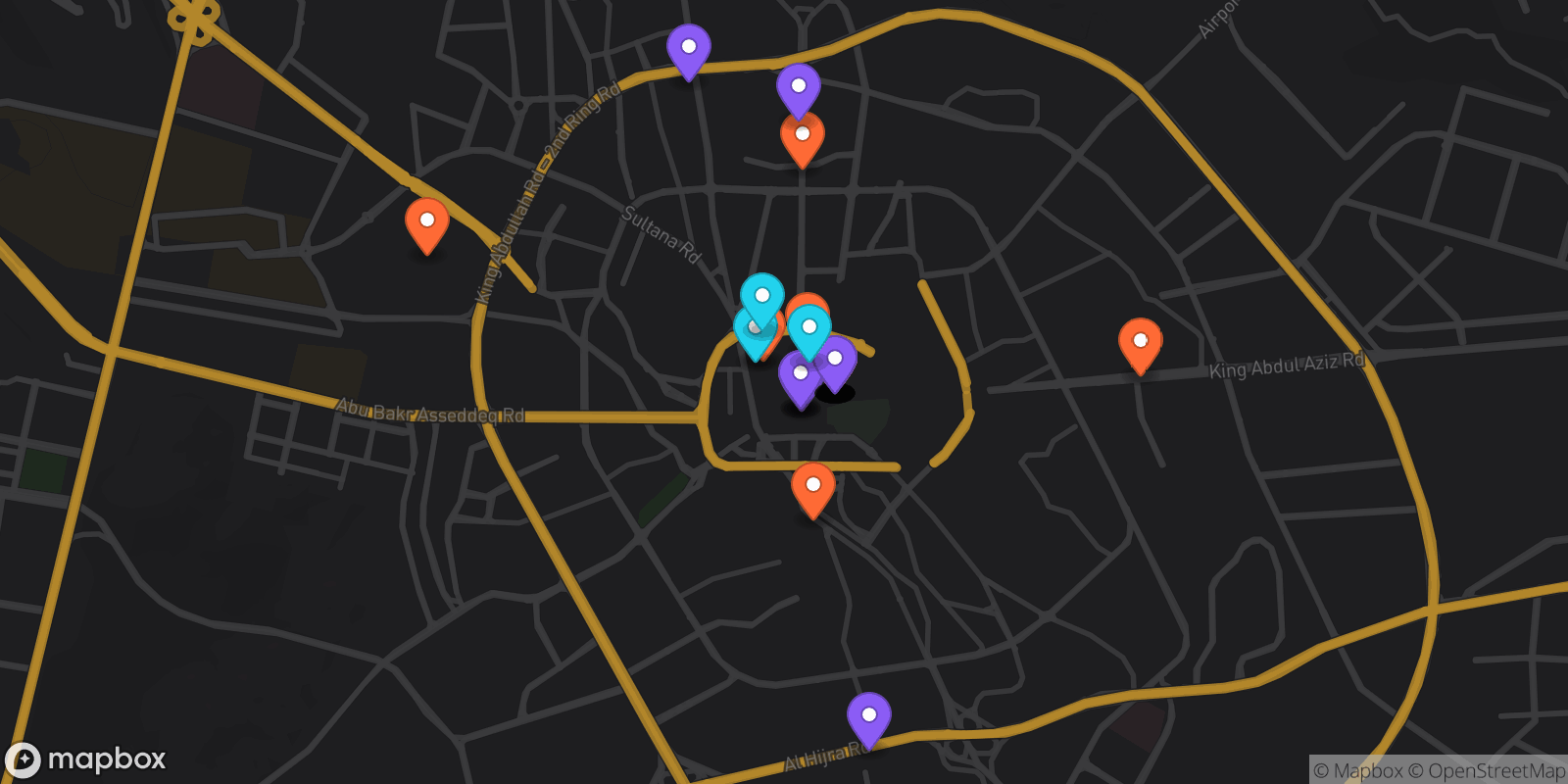 Map showing 37 locations