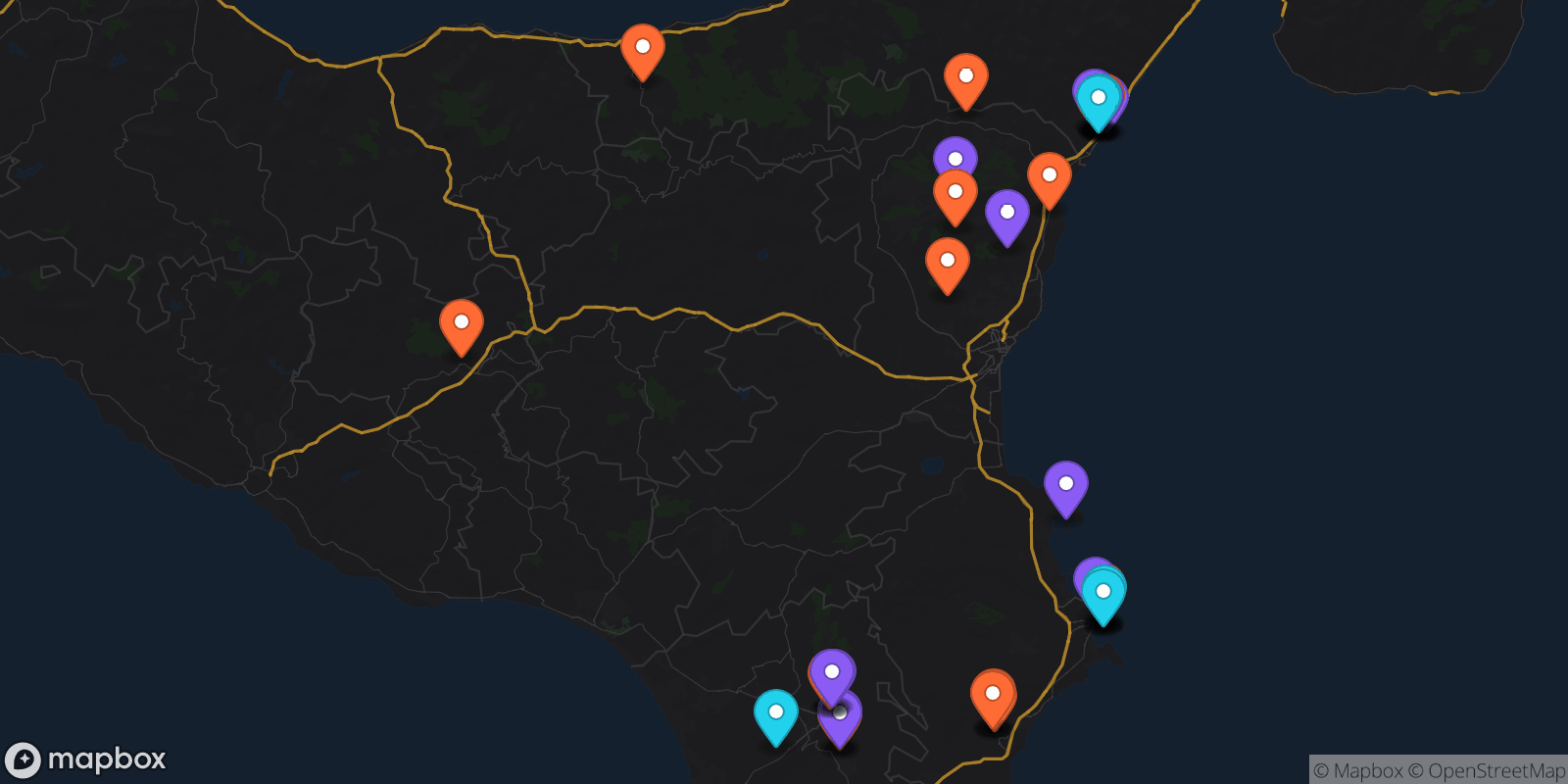 Map showing 41 locations