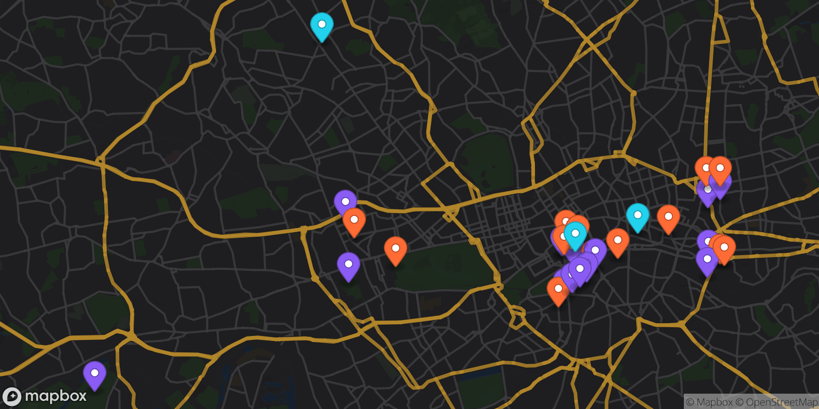 Map showing 31 locations