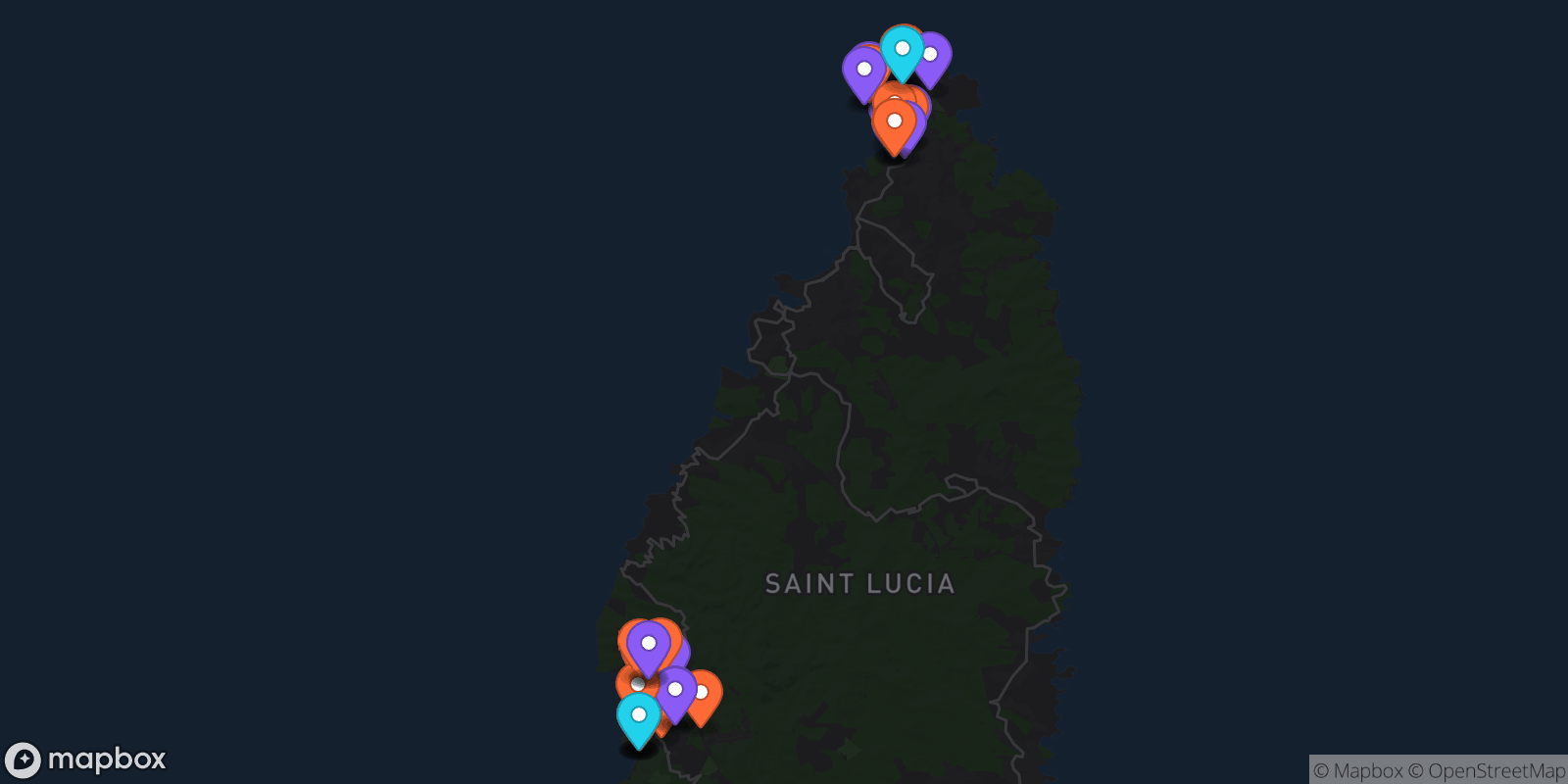 Map showing 36 locations