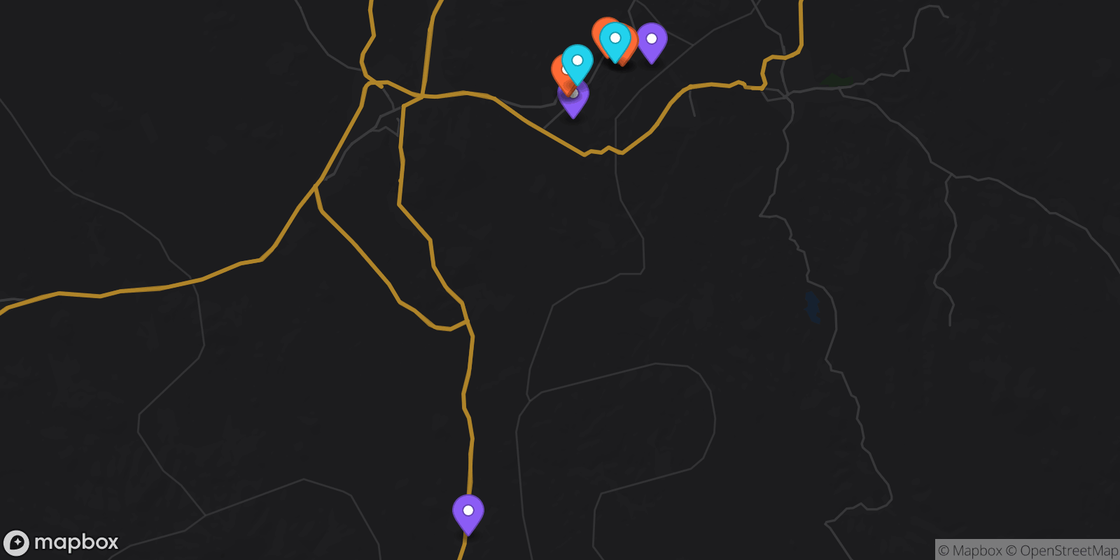Map showing 11 locations