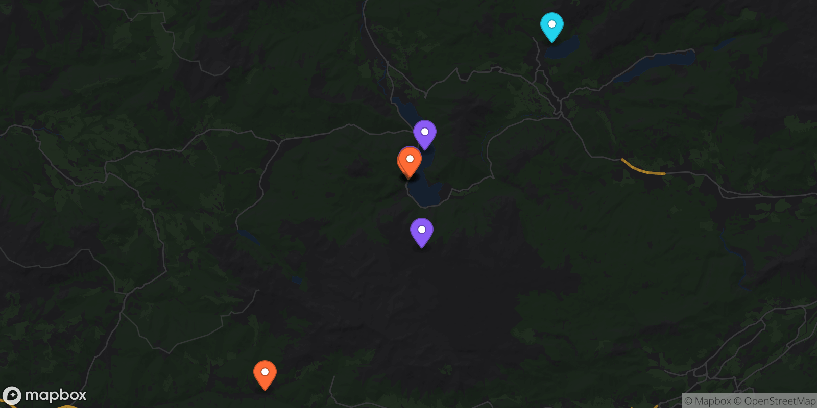 Map showing 9 locations