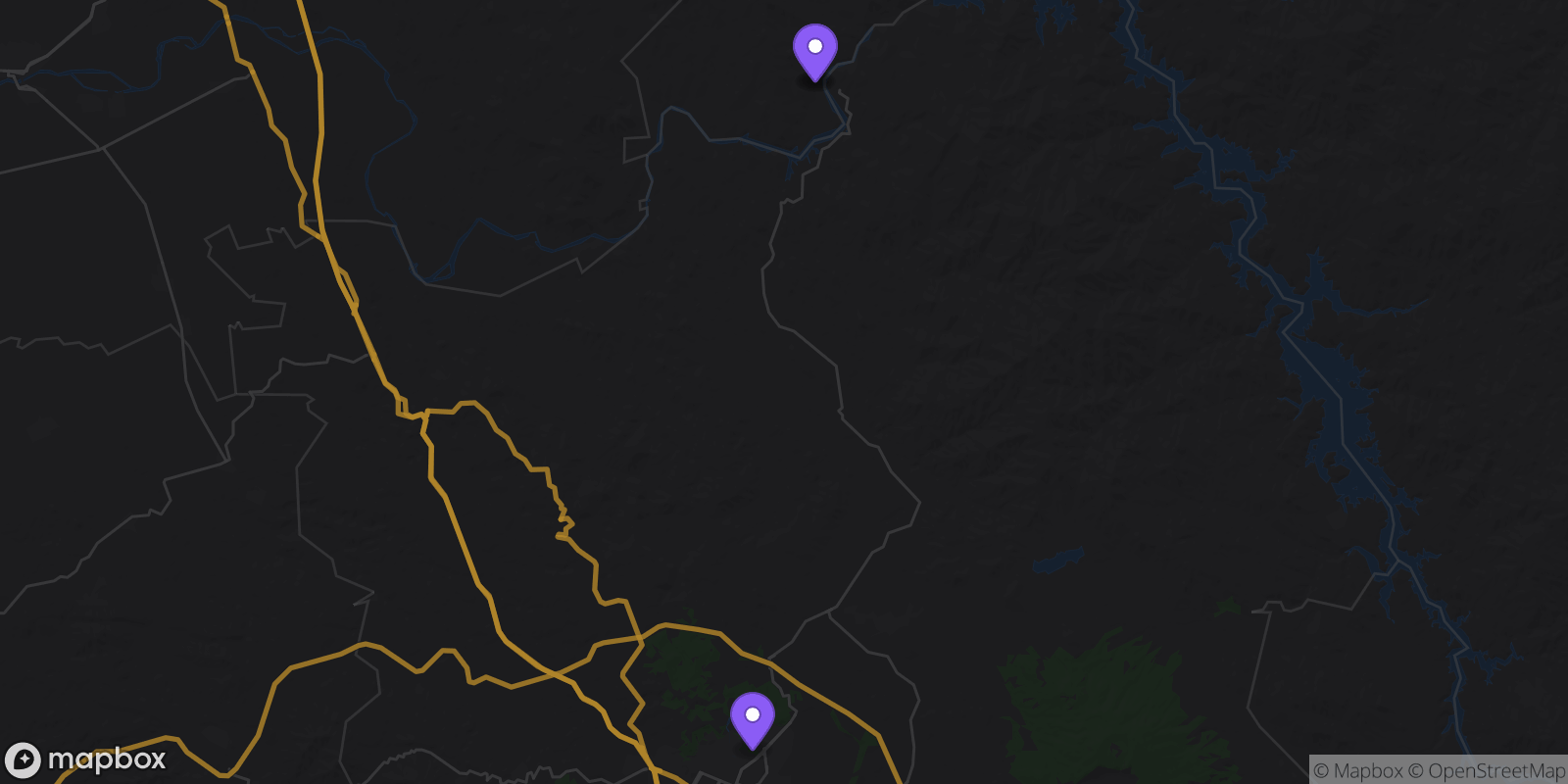 Map showing 3 locations