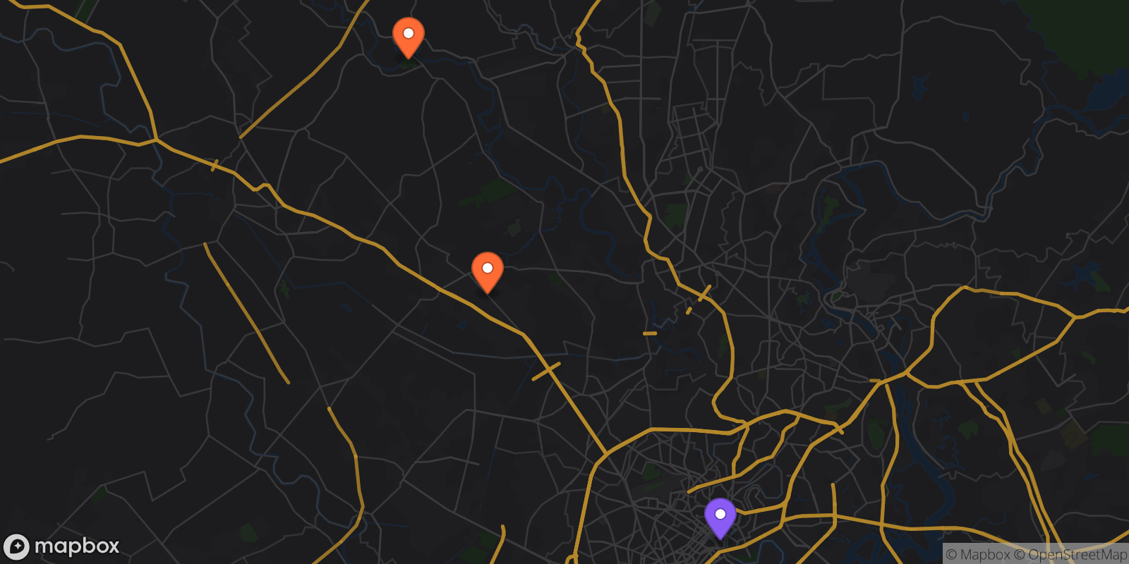 Map showing 3 locations