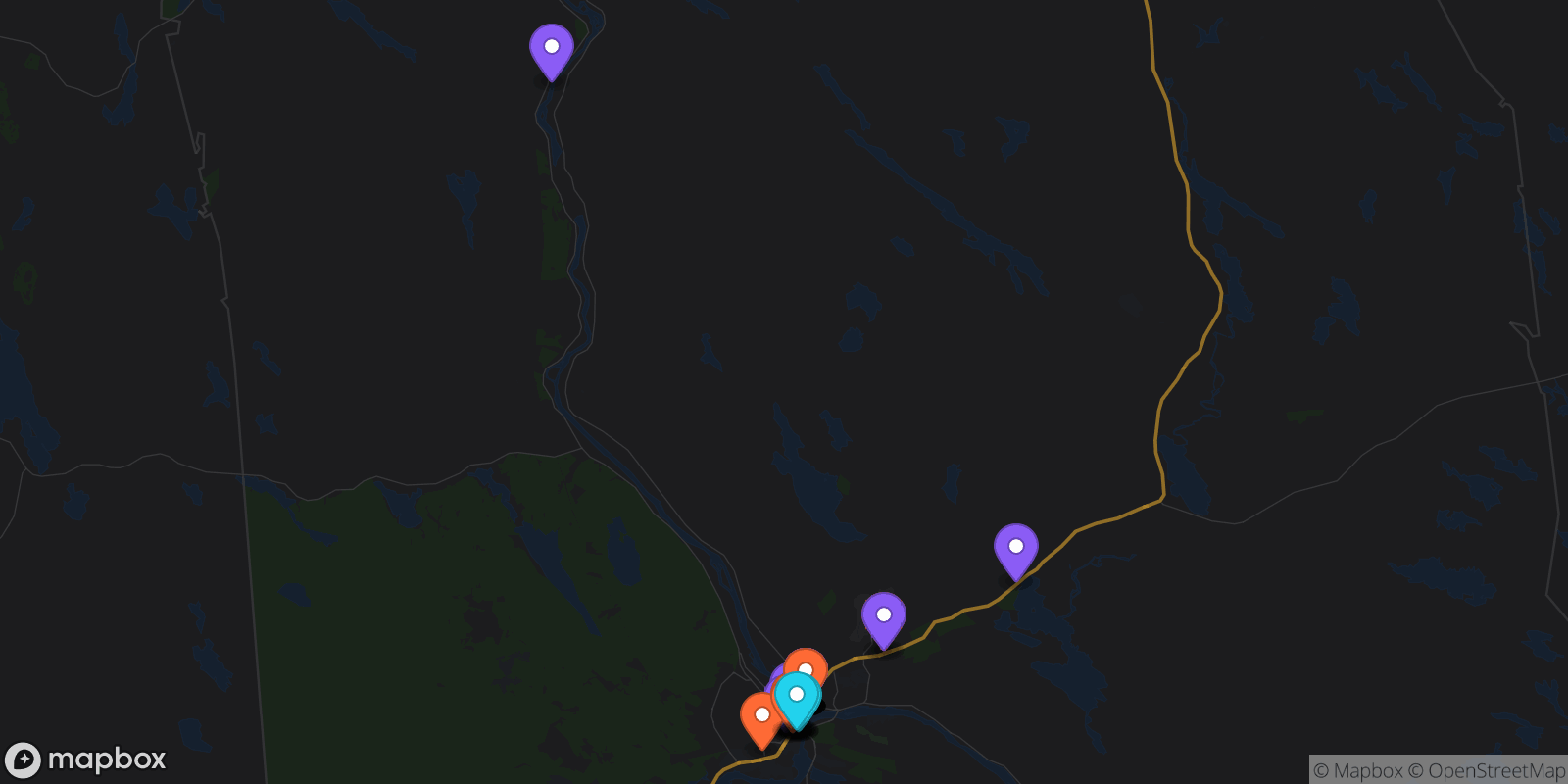 Map showing 41 locations