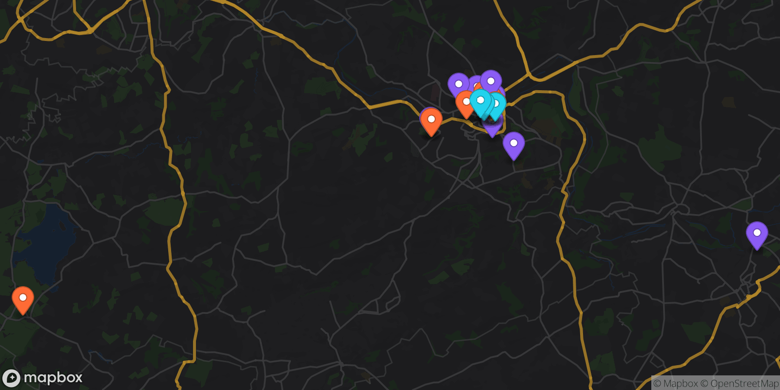 Map showing 39 locations