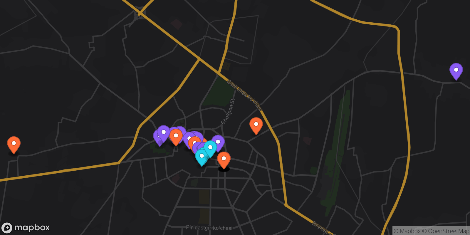 Map showing 40 locations